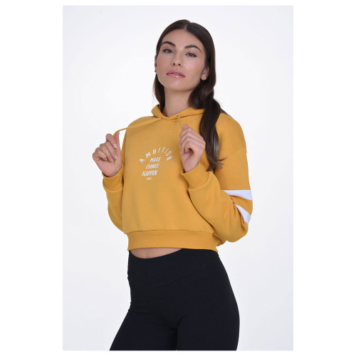Target Γυναικείο φούτερ Cropped Hoodie Fleece "Ambition"